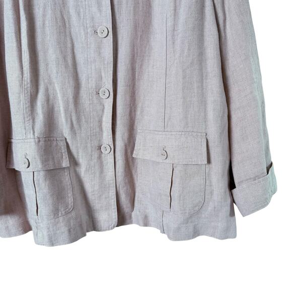 Charter Club Luxury 100% Linen Jacket Button Front in Beige, Size 3X - Picture 5 of 11